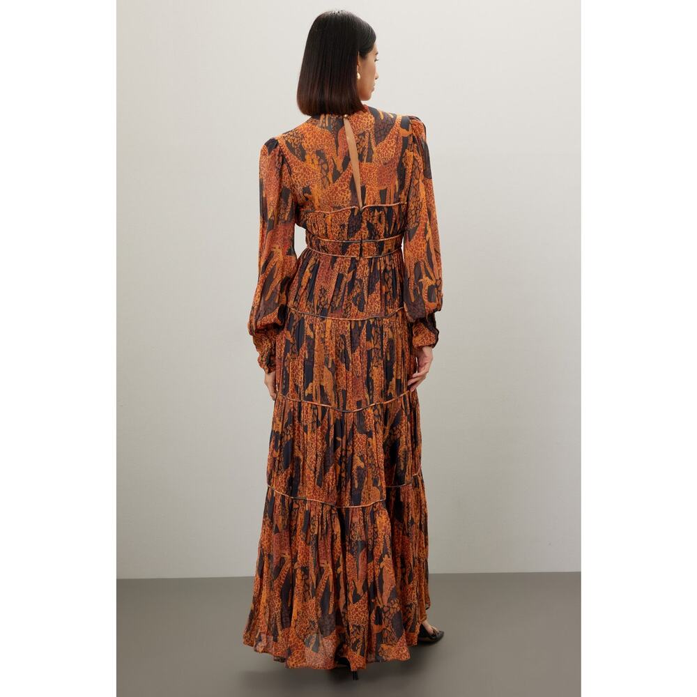 FARM Rio Giraffes Puff Sleeve Maxi Dress - Sz S - Picture 3 of 10